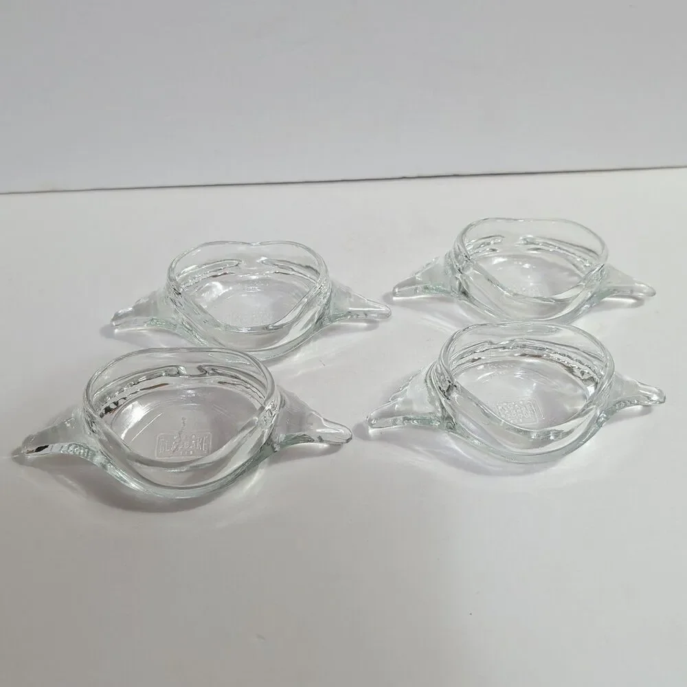Vintage LOT of 4 Glasbake Clear Deviled Crab Imperial Baking Shells